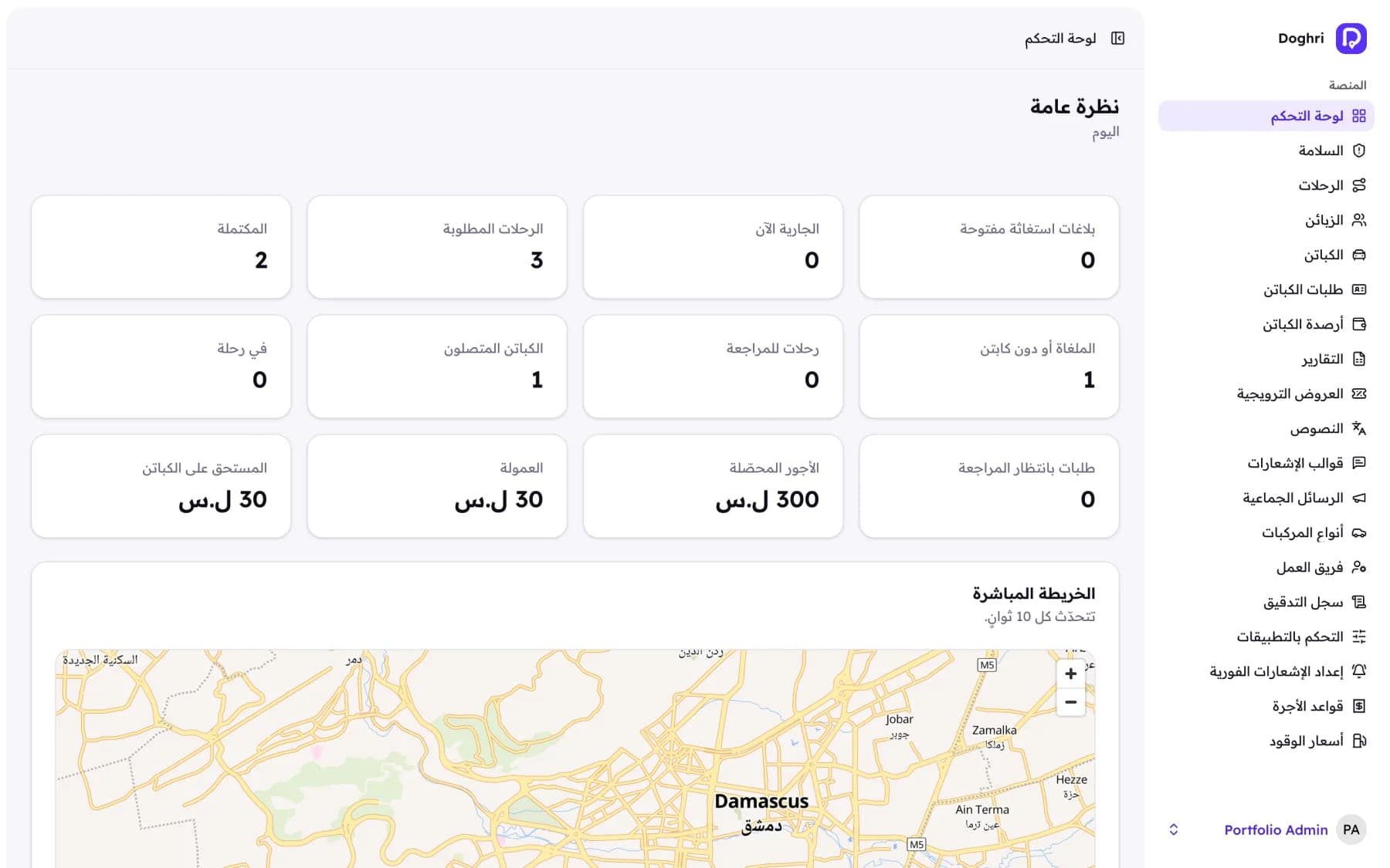 Operations overview and live map